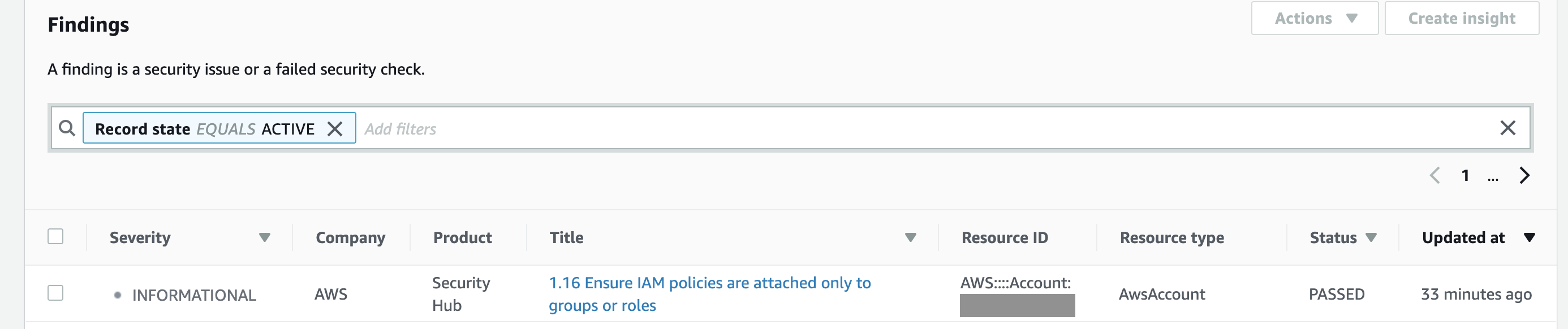 Security Hub findings