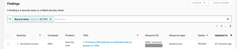 Security Hub findings